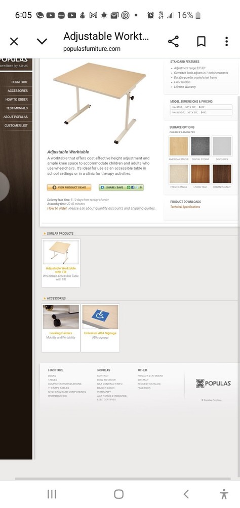 Tool Storage 2-Drawer Adjustable Height Black Worktable With Solid Wood Top