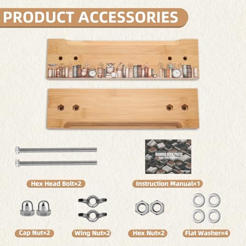 Bamboo Book Press for Bookbinding, Paper Press, DIY Crafts Large Size