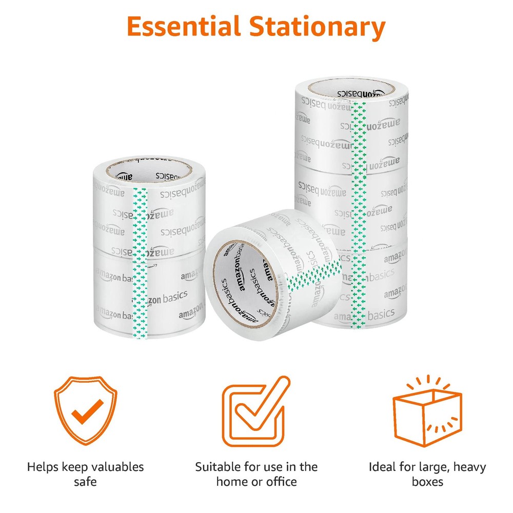 Amazon Basics Extra-Wide Packing Tape, Moving, Storage, Packing, 6-Pack