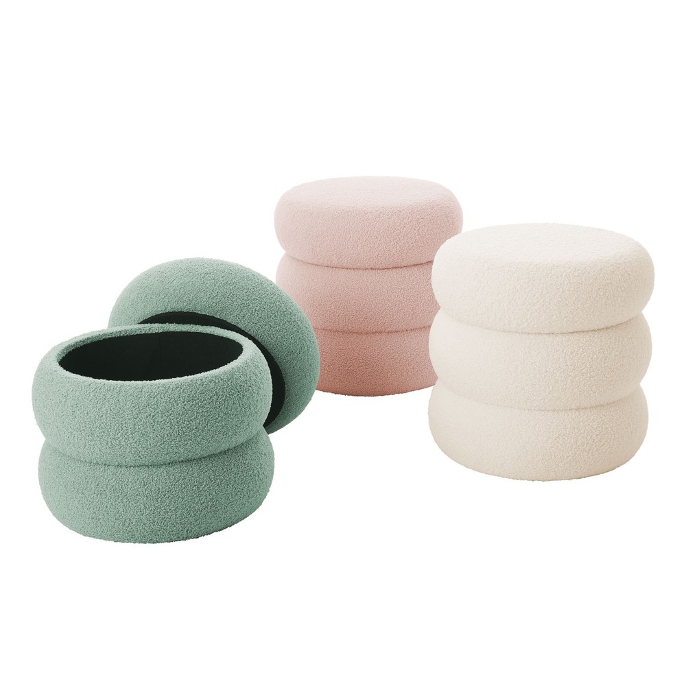 Boucle Cloud Storage Ottoman, Blush