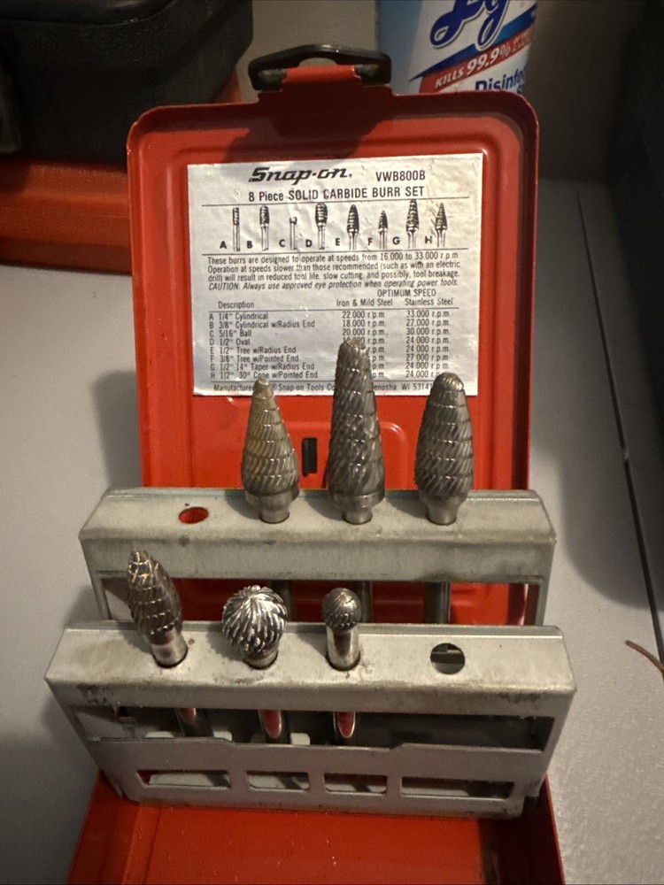Snap On VWB800B 8 PC Solid Carbide Burr Set Vintage Missing 2