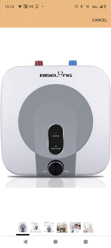 Biselong BI-2.5 Mini Electric Storage Tank Water Heater 2.5 Gal 110/120V