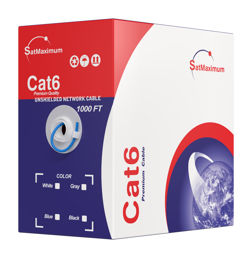 CAT6 Ethernet Cable 1000FT 23AWG CCA Network Solid Bulk Wire, Pull Box, Blue
