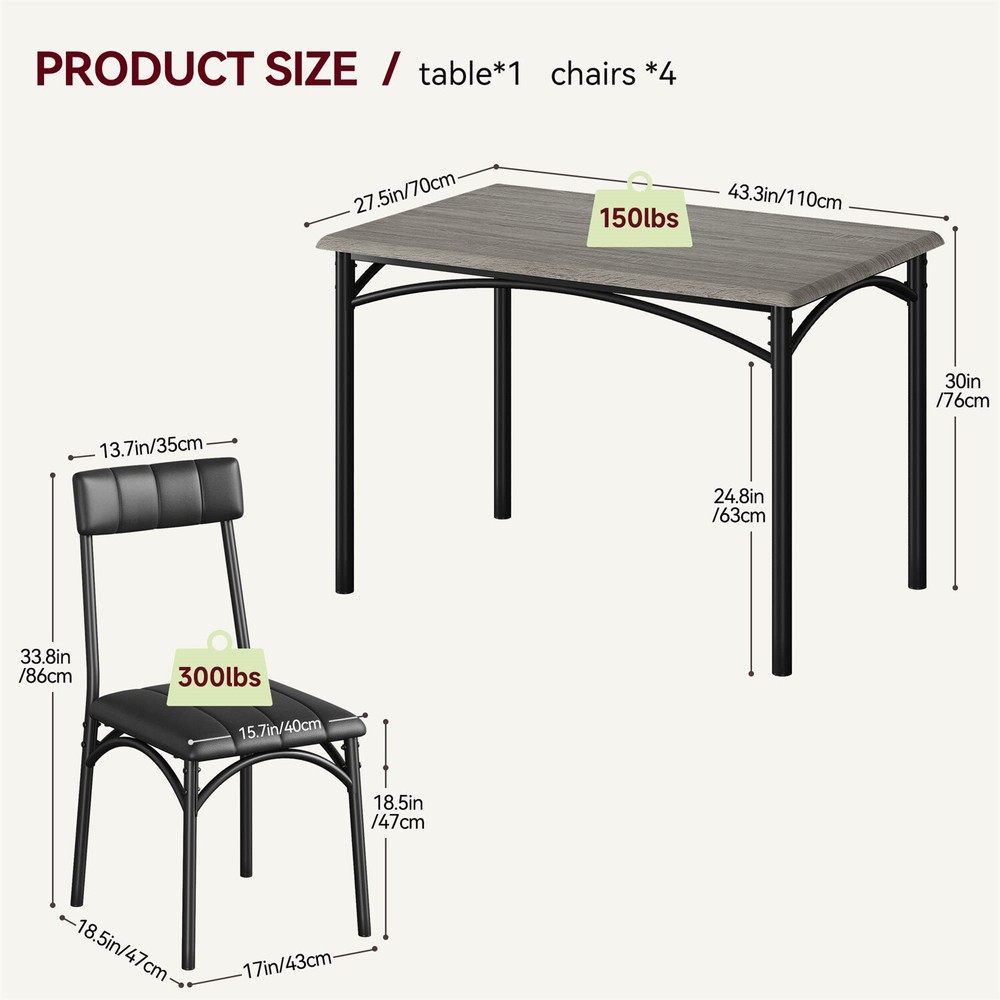 🆕Dining Table for 4 Upholstered Chairs Kitchen & Dining Room Sets for Small Spa