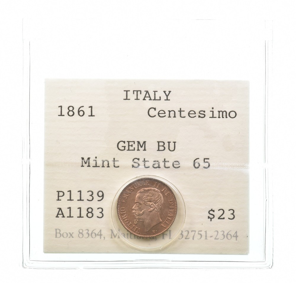 1861 Italy Centesimo Gem BU *0175