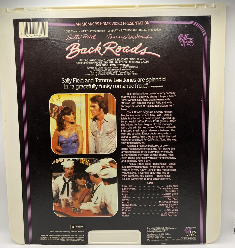Back Roads CED RCA SelectaVision VideoDisc
