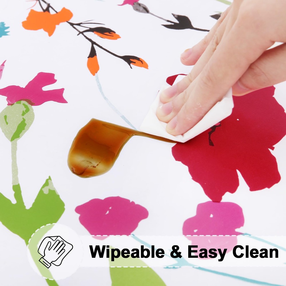 Rectangle Vinyl Tablecloth, Fitted Table Cover, 100% Waterproof, Elastic Edge...