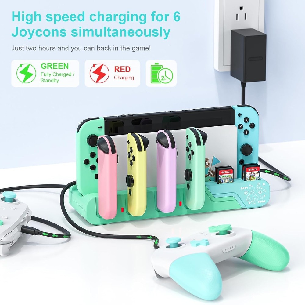 Switch Controller Charging Dock - Animal Crossing & Switch OLED Model Joycons...