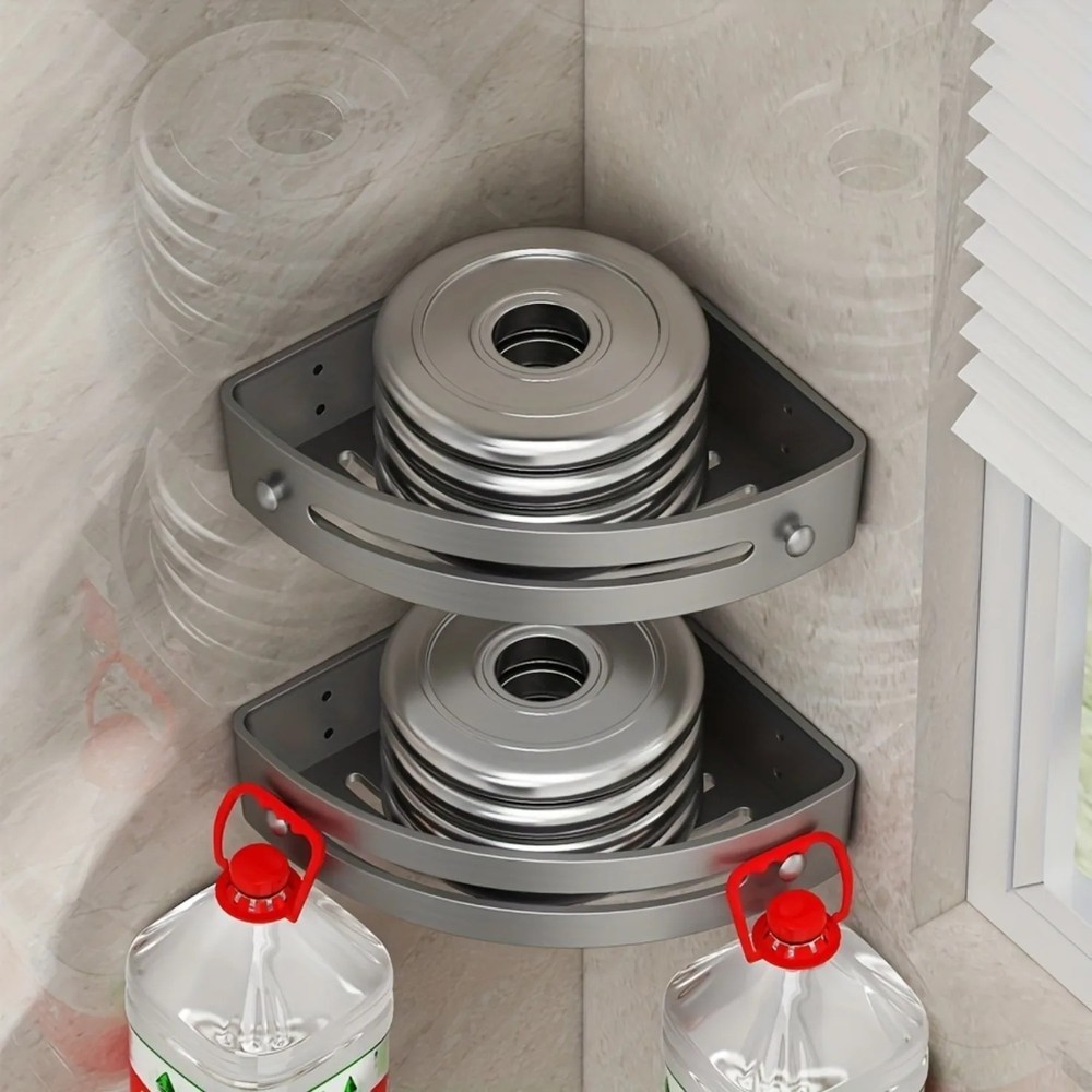 3 Tier Corner Shower Caddy Shelf Corner Bathroom Bath Storage Holder with 6 Hook