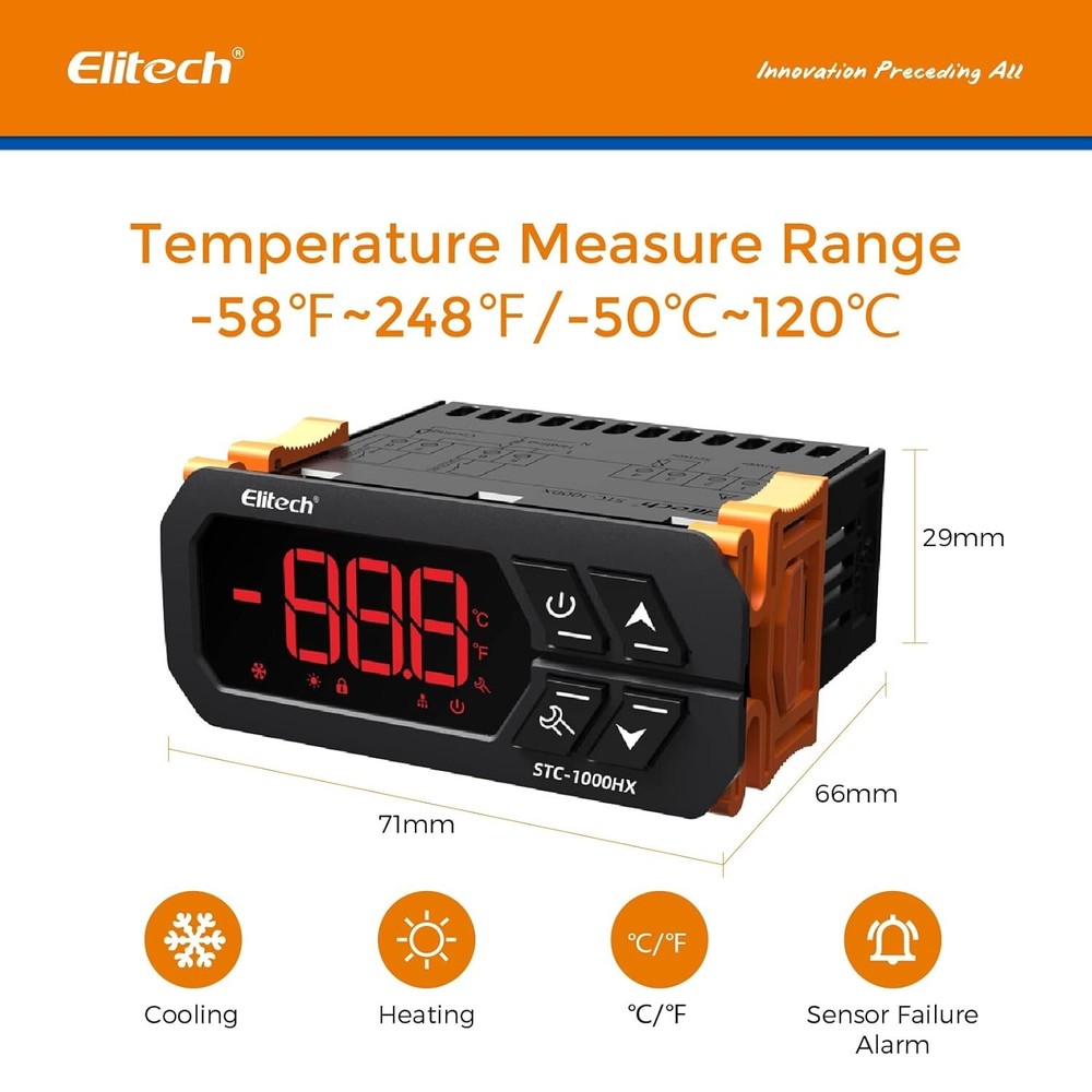 Elitech STC-1000HX Temperature Controller ℉⇋℃ Fahrenheit Celsius Switchable Orig
