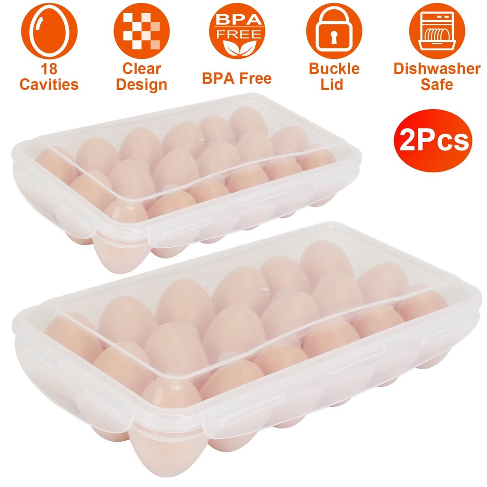 2x Plastic Egg Holder Stackable Egg Storage Box Egg Rack for Refrigerator Fridge