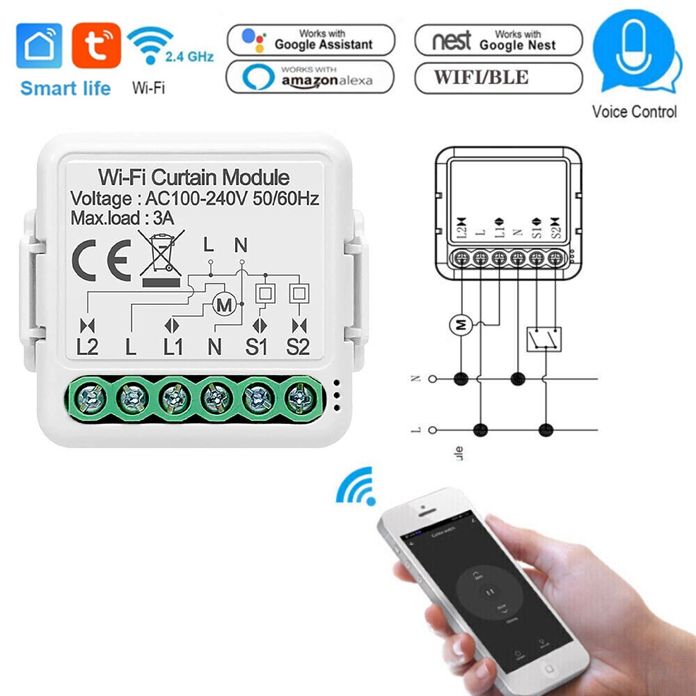 Smart WiFi Switch Curtain Blinds Module Roller Shutter Motor For Tuya Alexa US