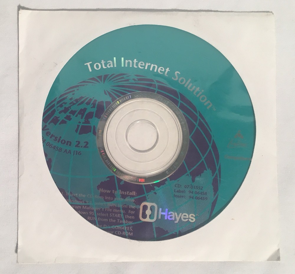 HAYES Modem Total Internet Solution Installation Driver & Software CD AOL