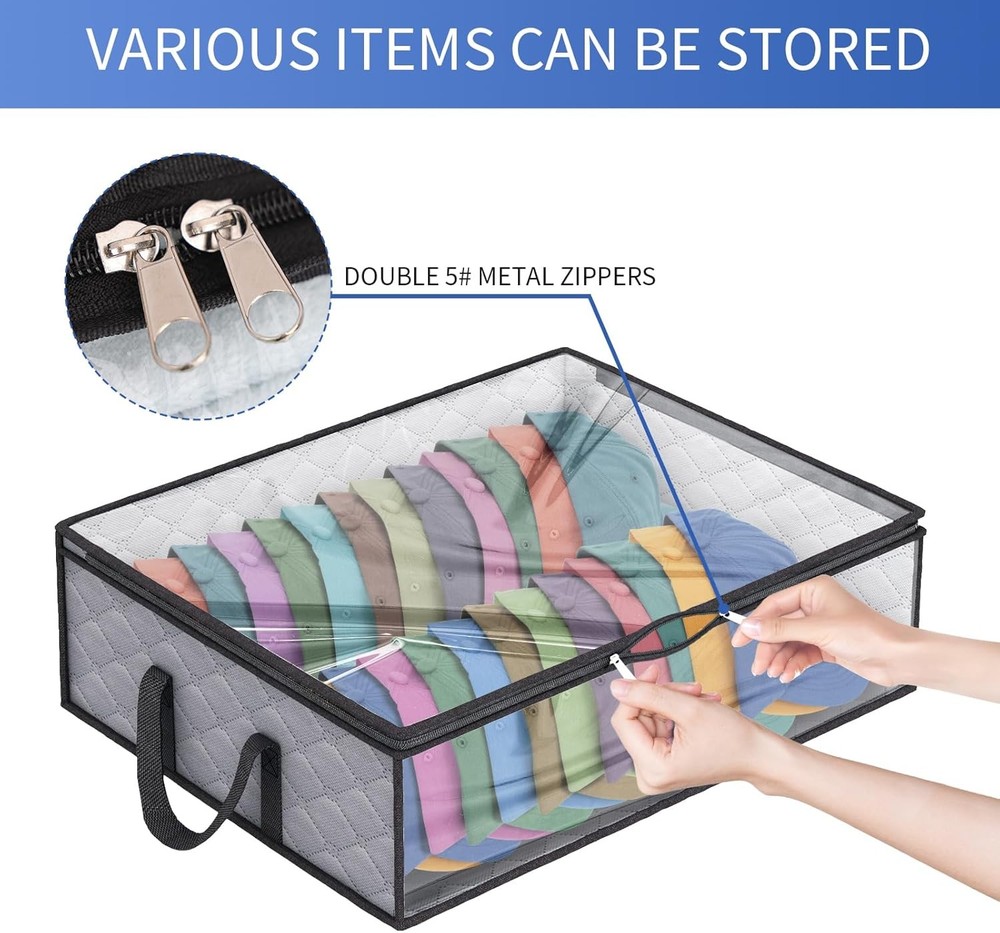 Fixwal Wide Hat Storage for Baseball Caps Organizer with 2 Sturdy grey