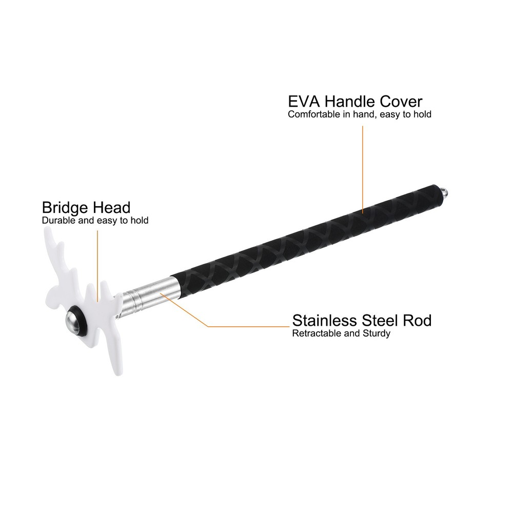 Billiard Stick Bridge Stick, Silicone Handle with Plastic Bridge Head, White