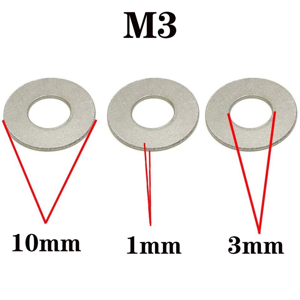 M3 Hex Nuts Washers Assortment kit 10 Hex Nuts+ 10Flat washers+ 10 Lock washe...