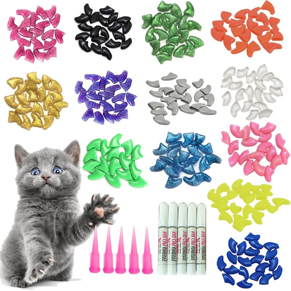 100pcs Cat Nail Caps/Tips Pet Cat Kitten Paws Covers Control Paws