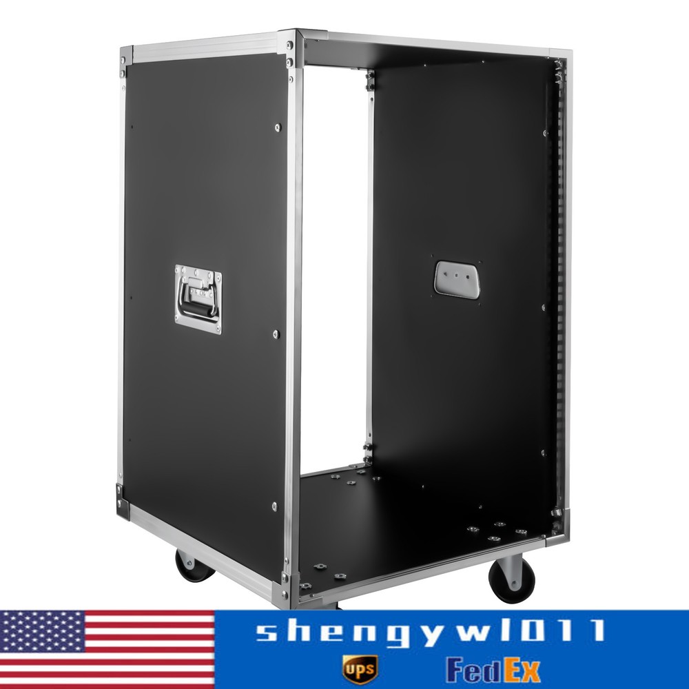 19 Inch 16U 4 Post Server Rack Open Frame Rolling Network Data Rack w/ Casters