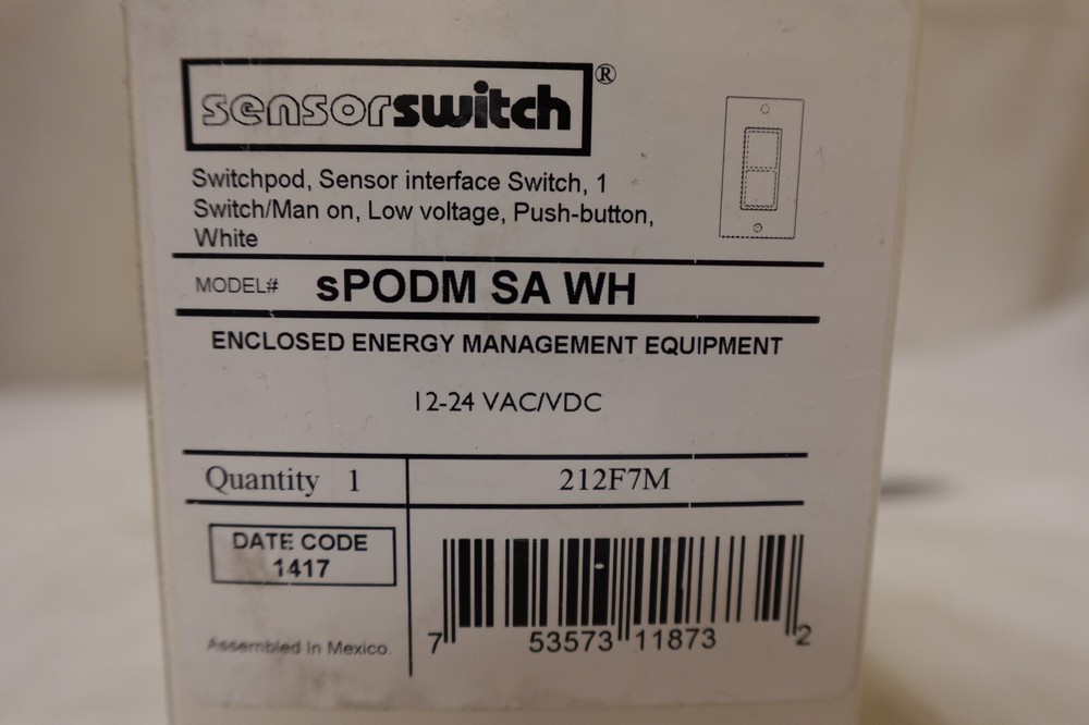 Acuity Sensor Switch 212F7M, SPODM SA WH, Low Voltage SwitchPod Vacancy Auto-On