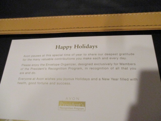 AVON 2009 President's Recognition Program "Envelope Organizer" Black/ Gold w/Pad