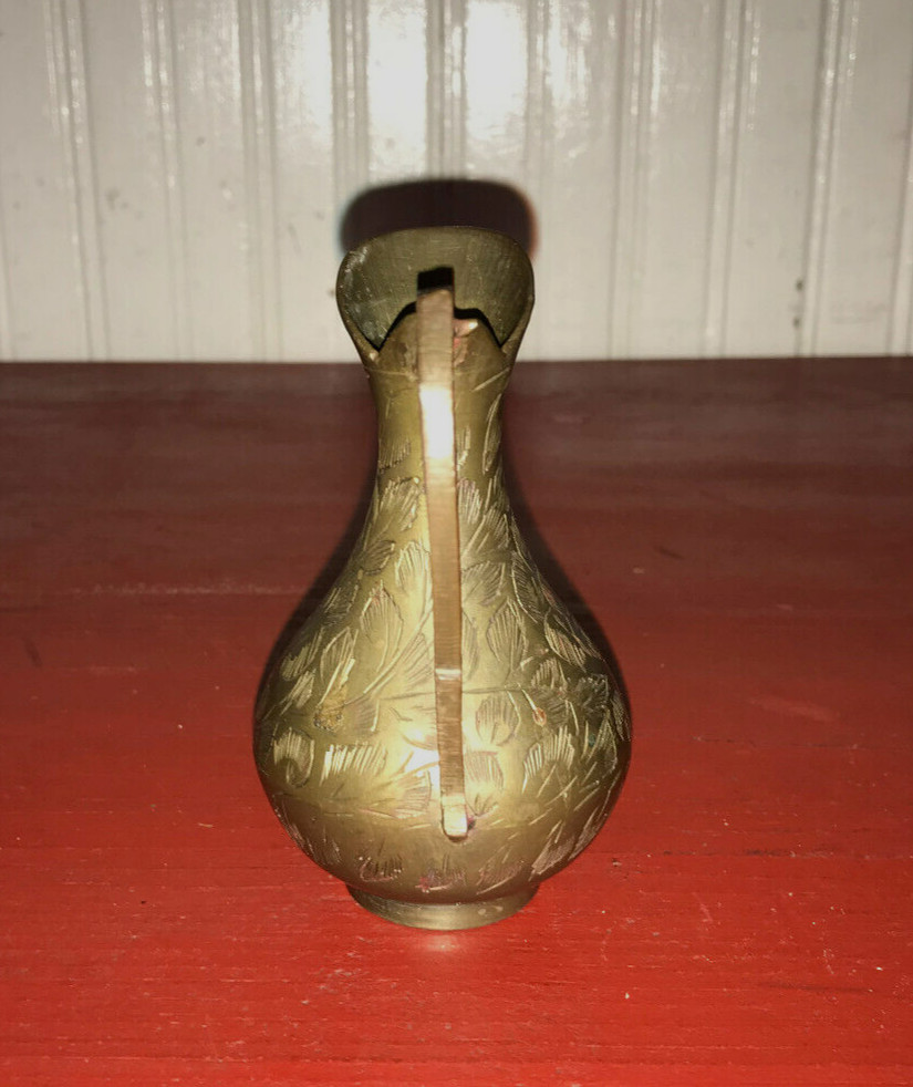 Solid Brass Ornate Detailed Miniature 4" Pitcher - Made in India