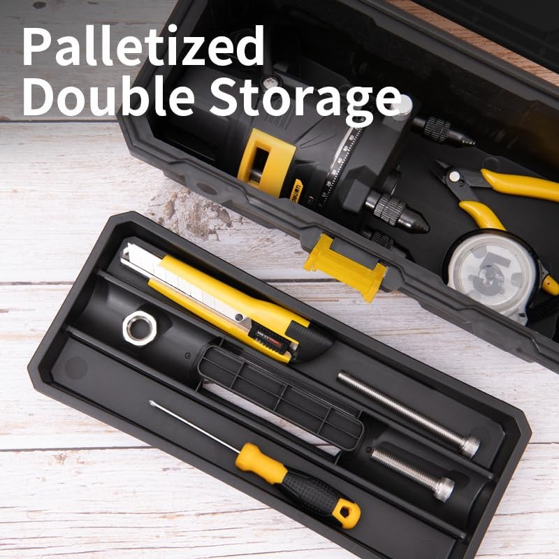 Small Tool , 15in Plastic Toolbox with Handle,Portable Tool with Removable Tr...