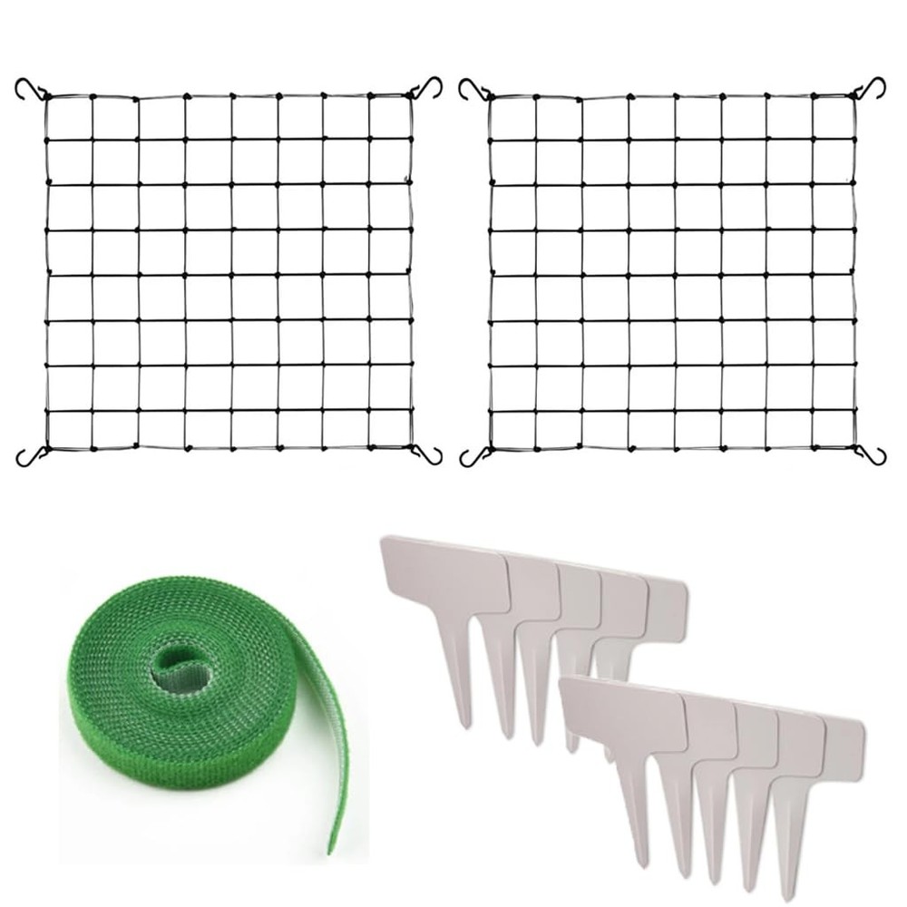2 Pack Scrog Net 4x4 FT Trellis Grow Tent Elastic 8 Hooks Climbing Support