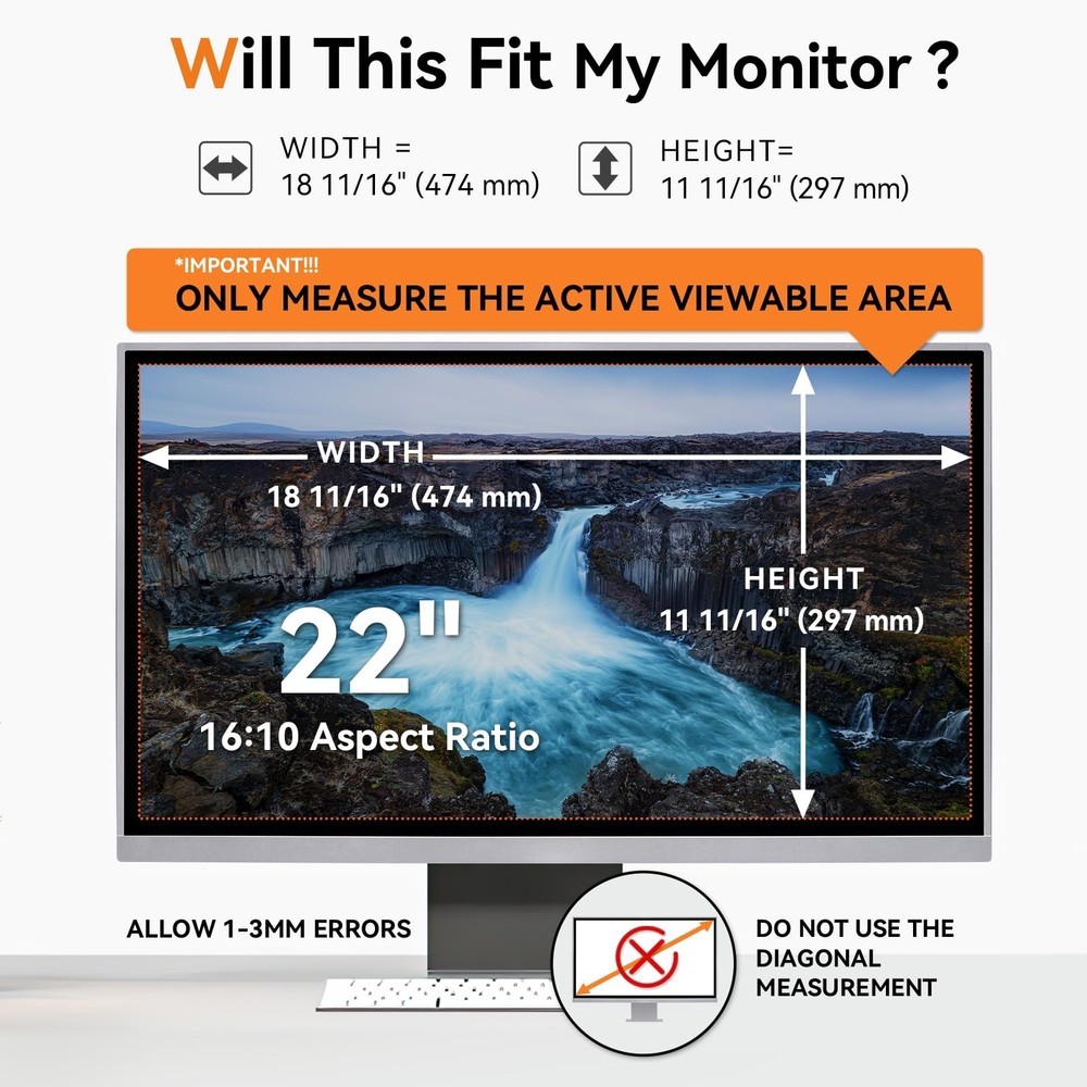 [2-Pack] 22 Inch Computer Blue Light Blocking Screen Protector for 16:10 Wide...