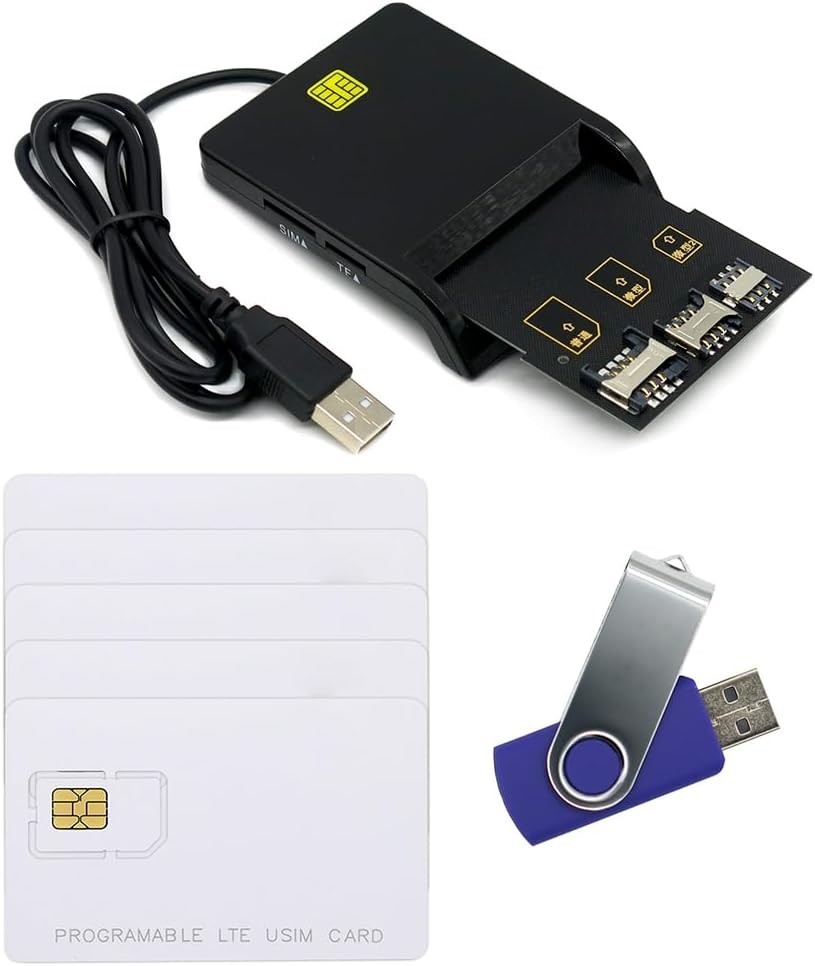 Versatile SIM Card Tools: LTE Programming Kit with 5 USIM Cards & Adapter