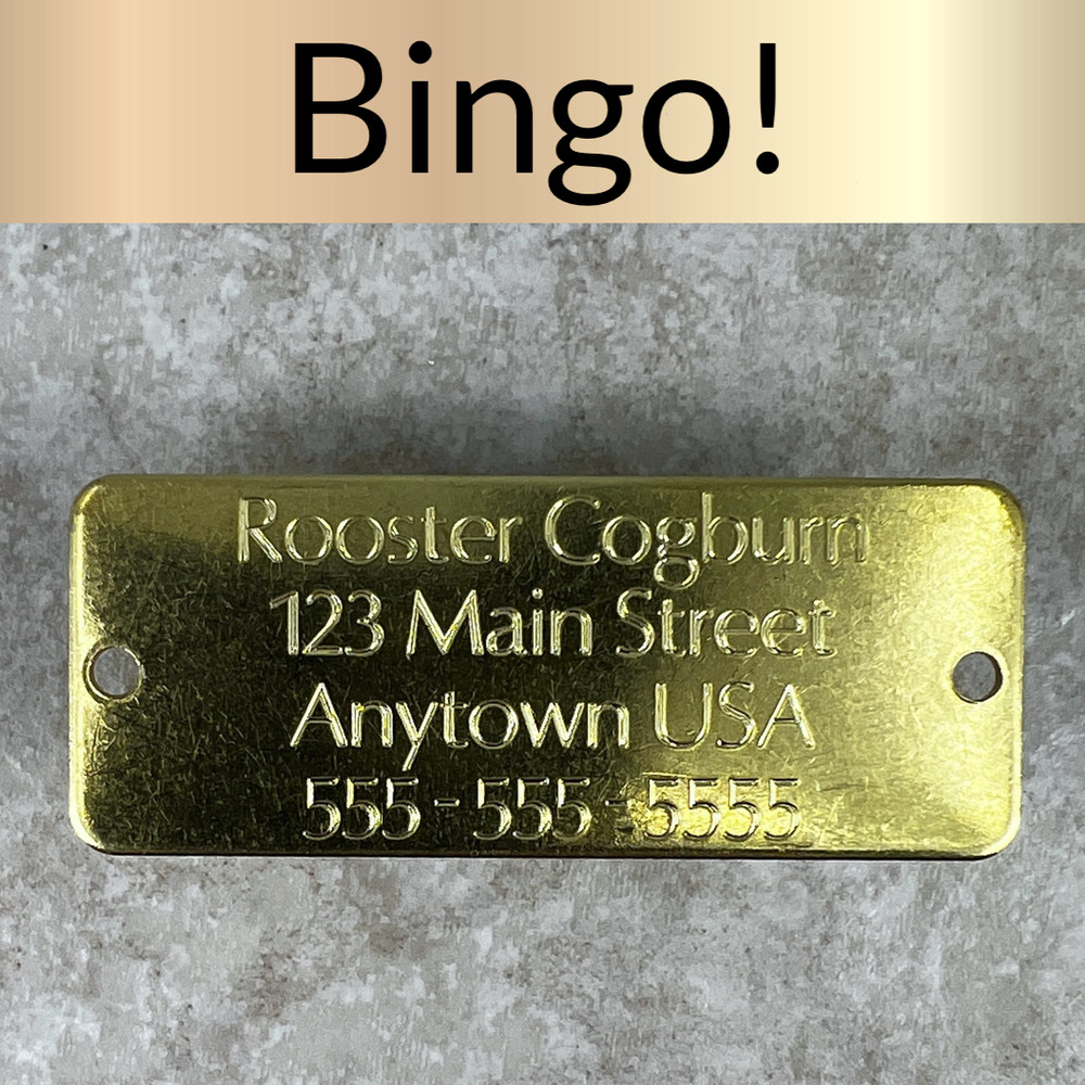 Custom Engraved Tags Personalized NAME PLATE ID Name Plate RUSTIC BRASS MEDIUM