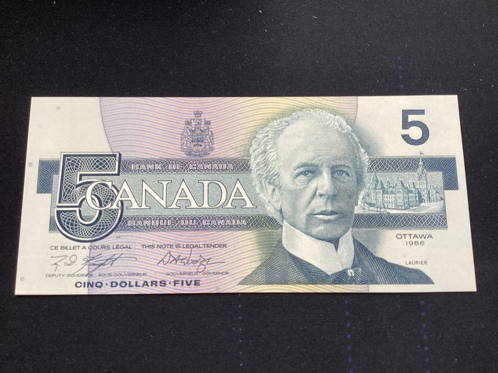 Canada $5 1986 bank note Bird Series