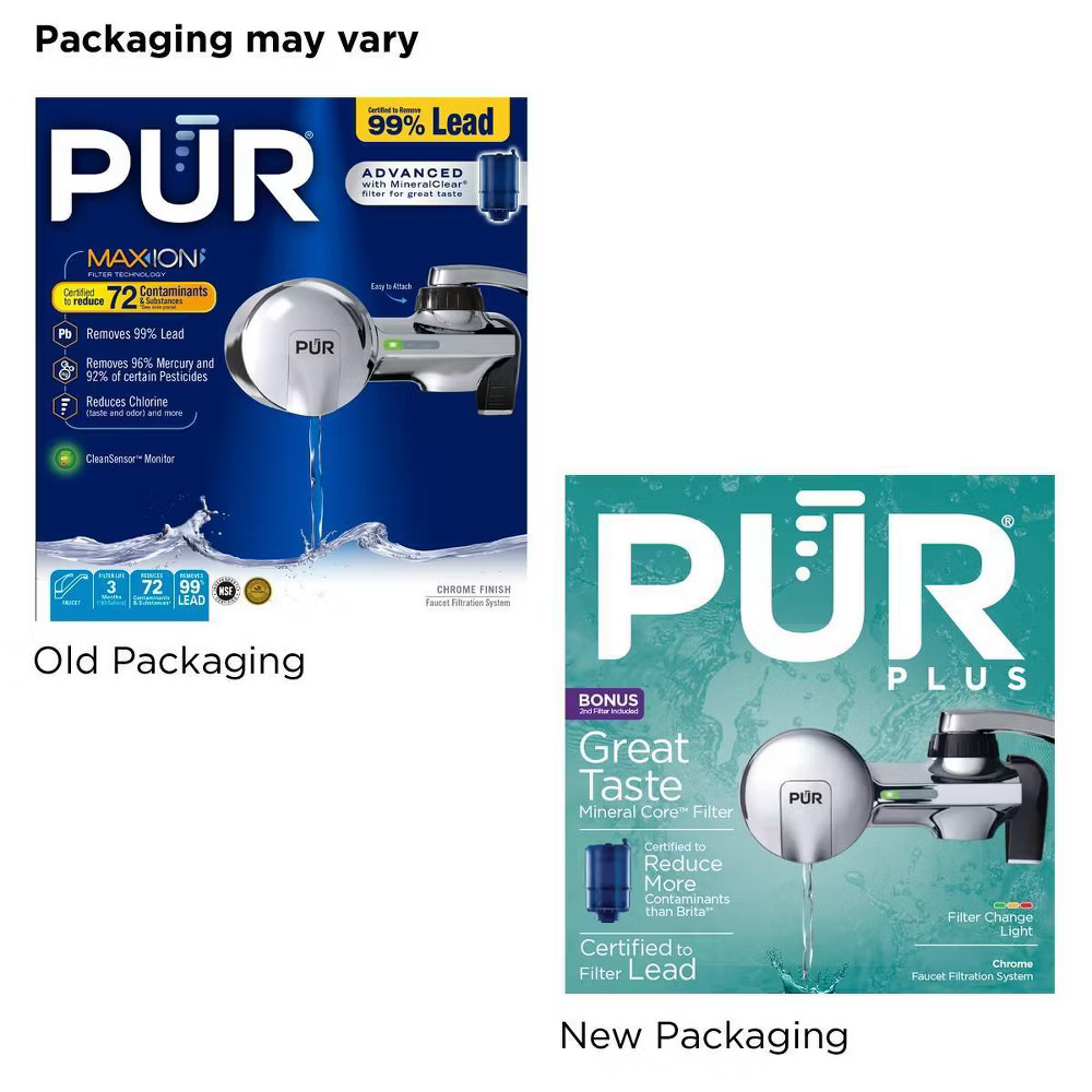 PUR Filtration PLUS Faucet Horizontal Mount Water Filtration System Chrome