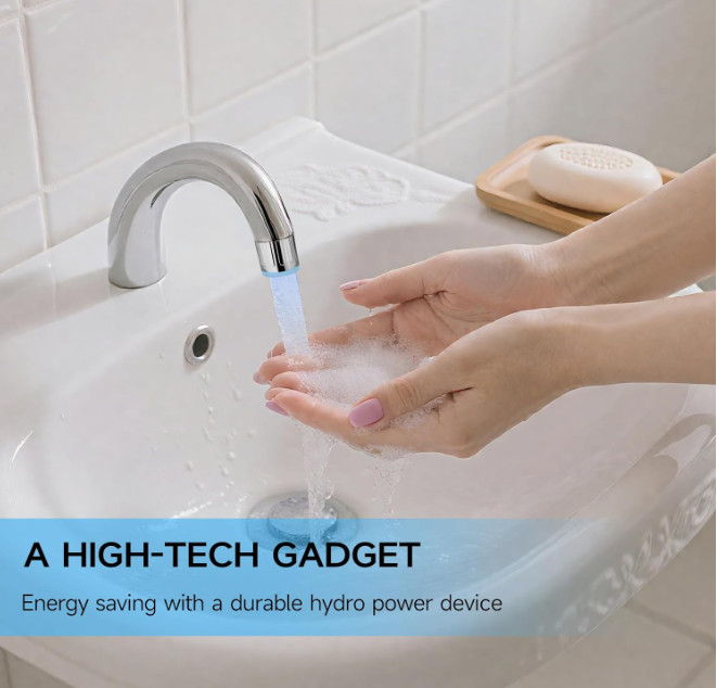 LED multi-colour temperature-controlled colour-changing tap Splash-proof intelli