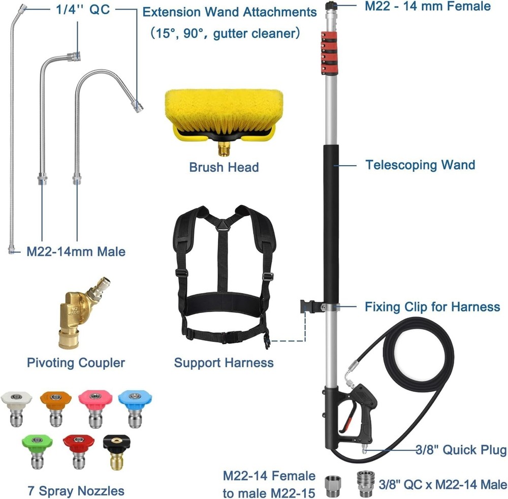 High-Performance 24FT Telescoping Wand Kit - Durable & Efficient Cleaning System