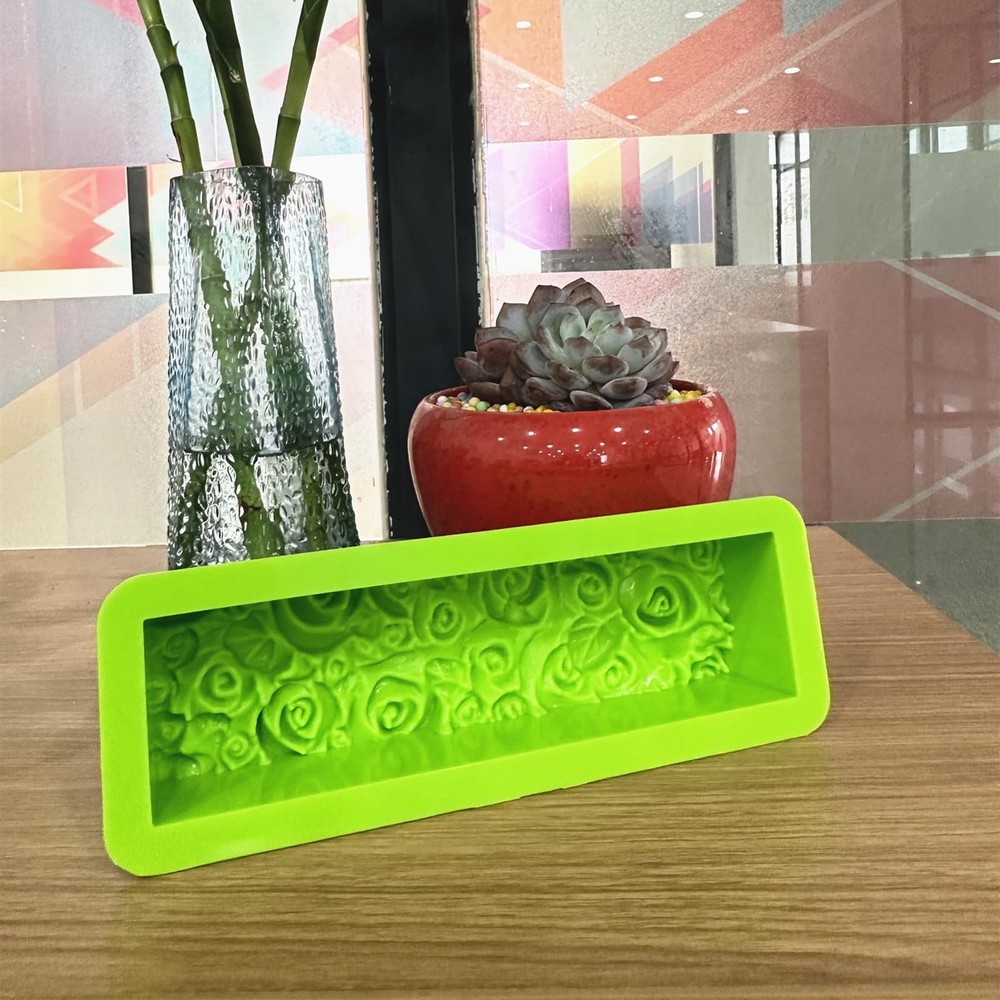 2 Pcs Flexible Rectangular Rose Soap Silicone Mold Flowers Craft Art Silicone...