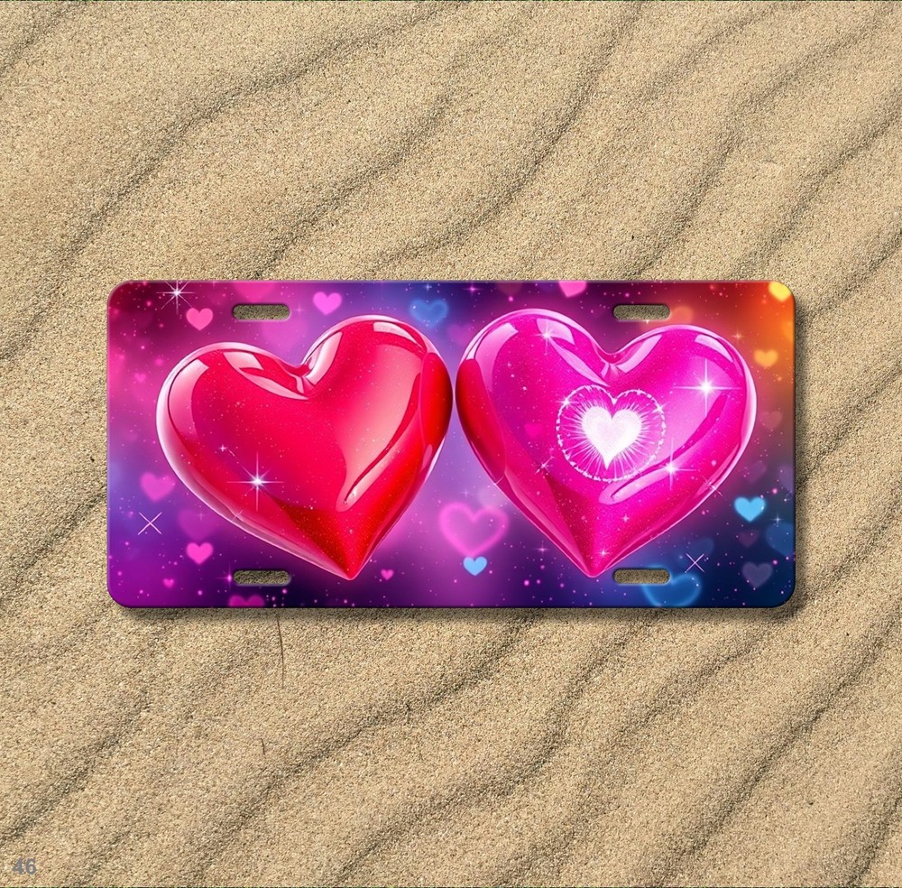 Unique Hearts License Plate Optional Text Decorative Plate Anniversary Gift