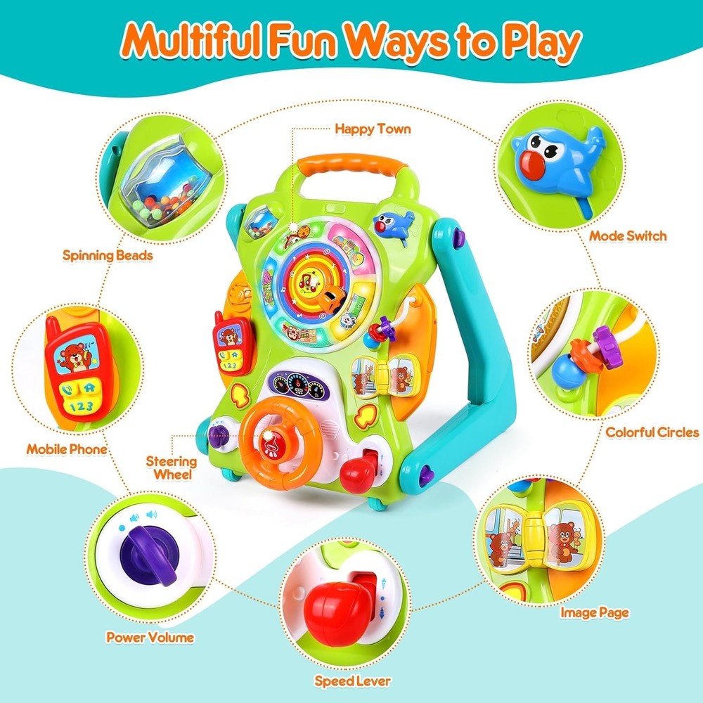3-in-1 Multifunctional Baby Activity Walker & Learning Table