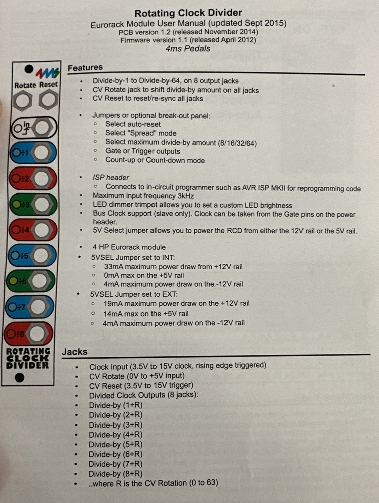 4MS RCD Rotating Clock Divider Eurorack Module