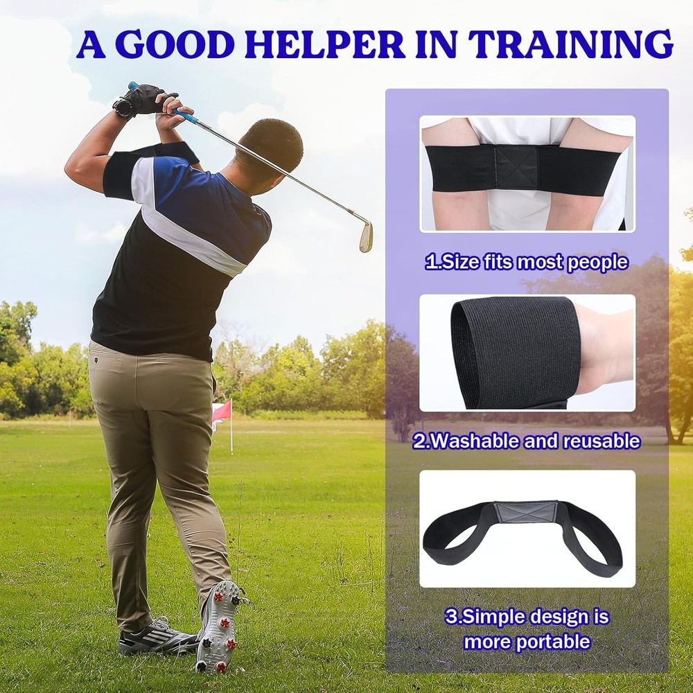 Portable 2PCS Golf Swing Training Aids - Elastic Bands for Improving Technique