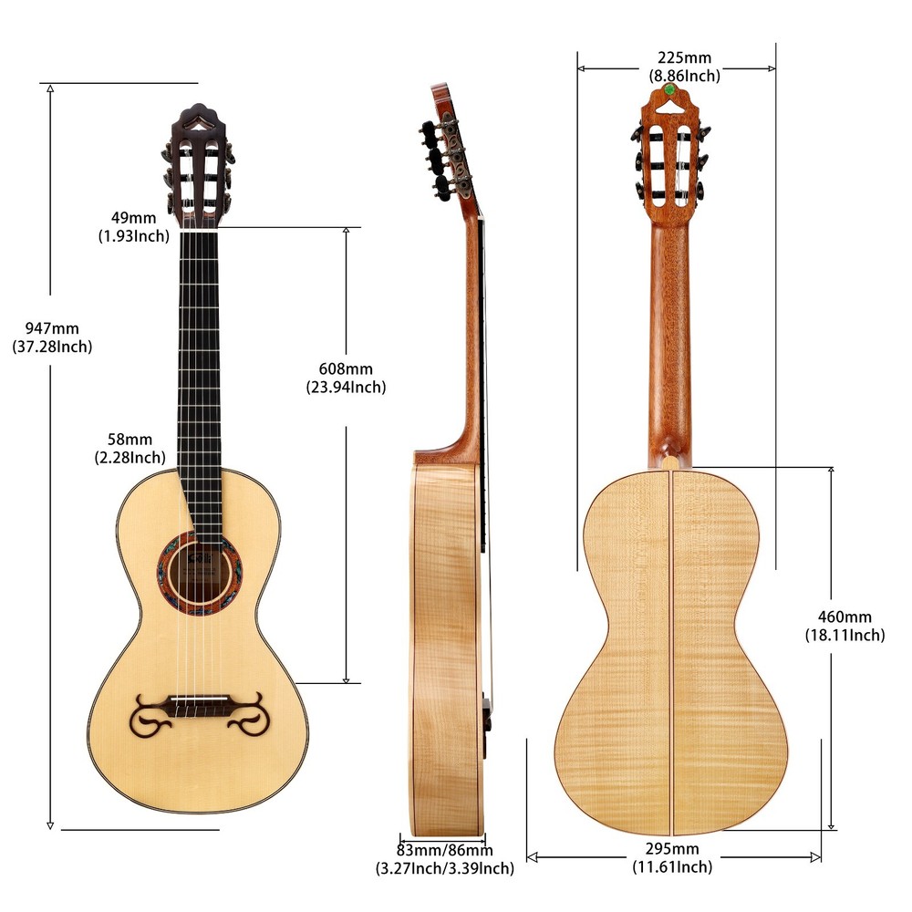 All Solid Classical Guitar Solid Engleman top Solid Flamed Maple back and sides