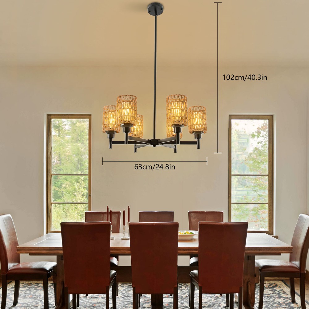 Modern Ceiling Light Chandelier 6-Head Pendant Lighting Ceiling Dimmable