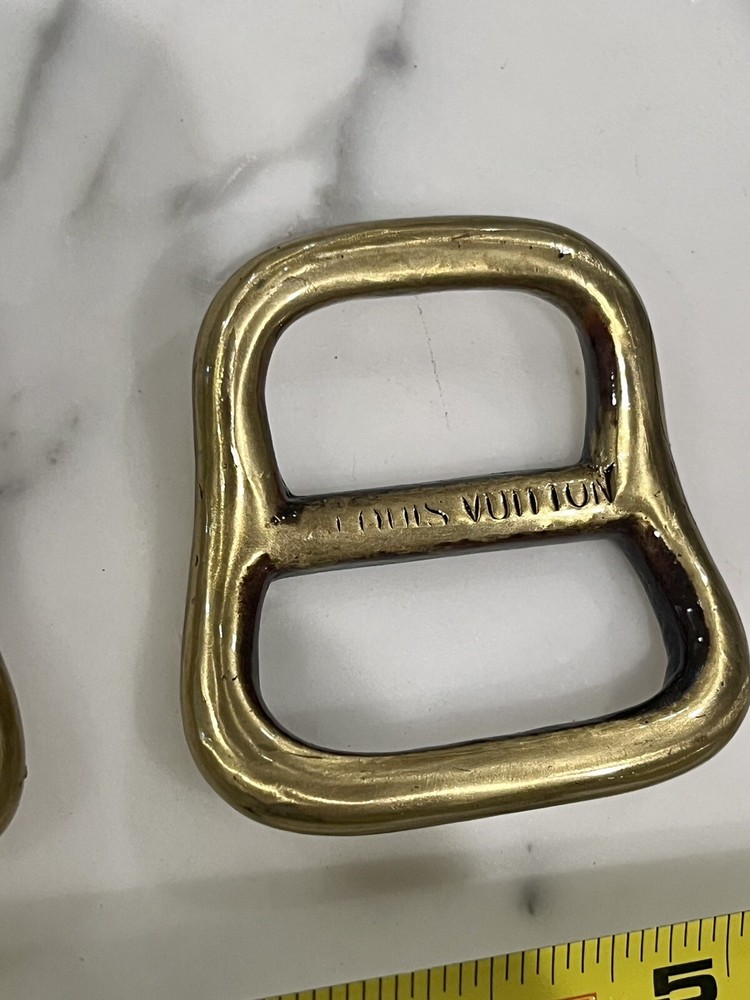 Louis Vuitton Rare Antique Cube Trunk Handles Solid Brass Monogram