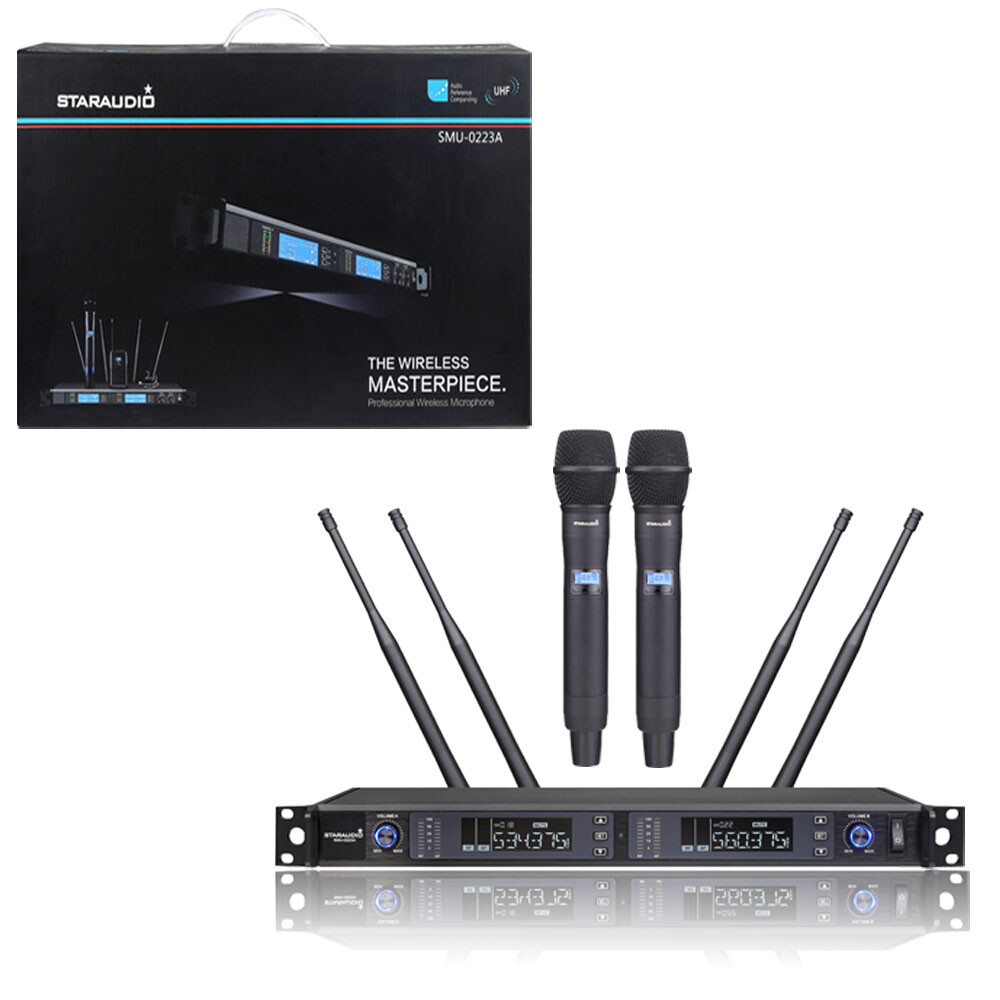 Wireless UHF Handheld Microphone 2 Channel Microphones Stage Karaoke Mic System