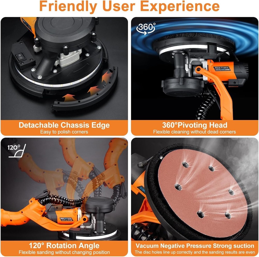 Drywall Sander, 1000W Popcorn Ceiling Removal Tool, Automatic Drywall Sander wit