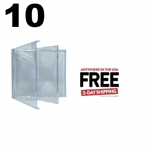 10 STANDARD Clear Double CD Jewel Case ** 1-3 DAY