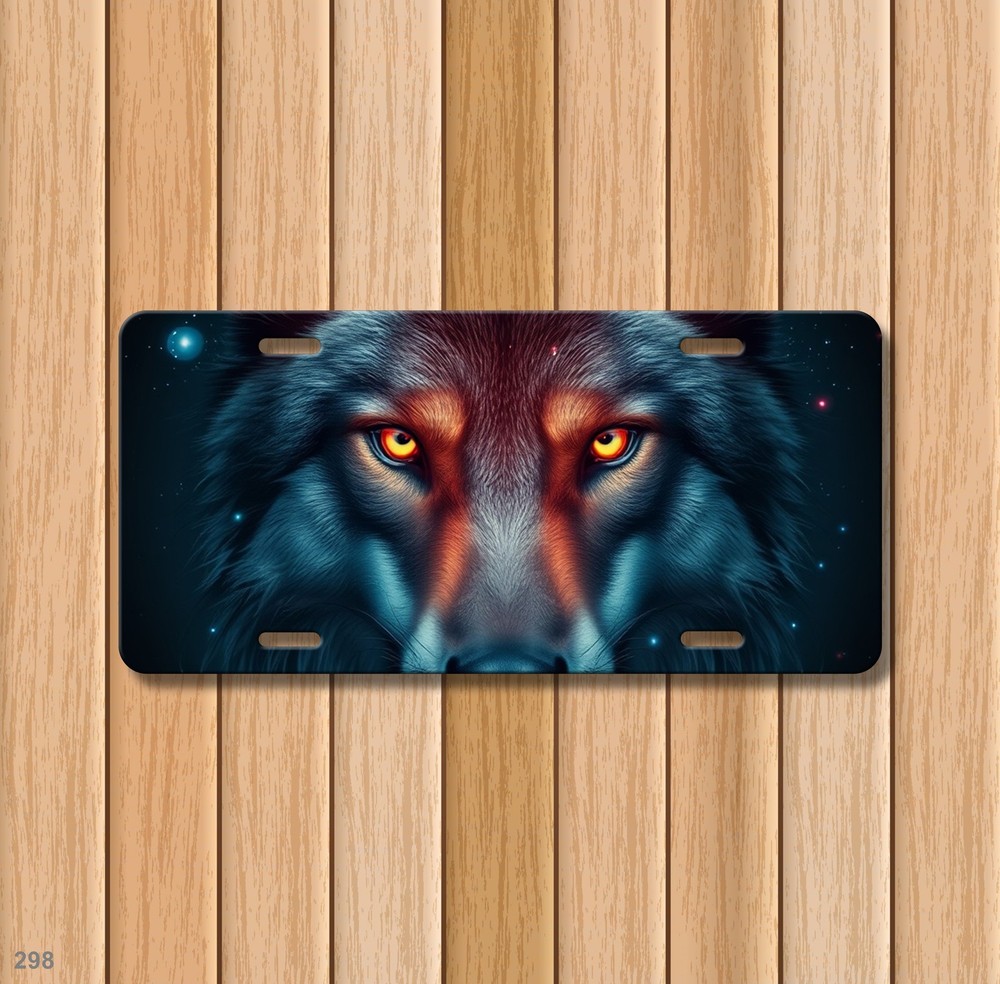 Hyperrealistic Wolf License Plate Your Text Vanity Plate Special Gift