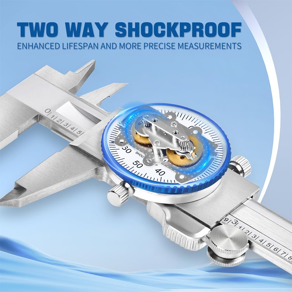 0-6" Dial Caliper Measuring Tool, Double Shock-Proof, Made of Solid Stainless...