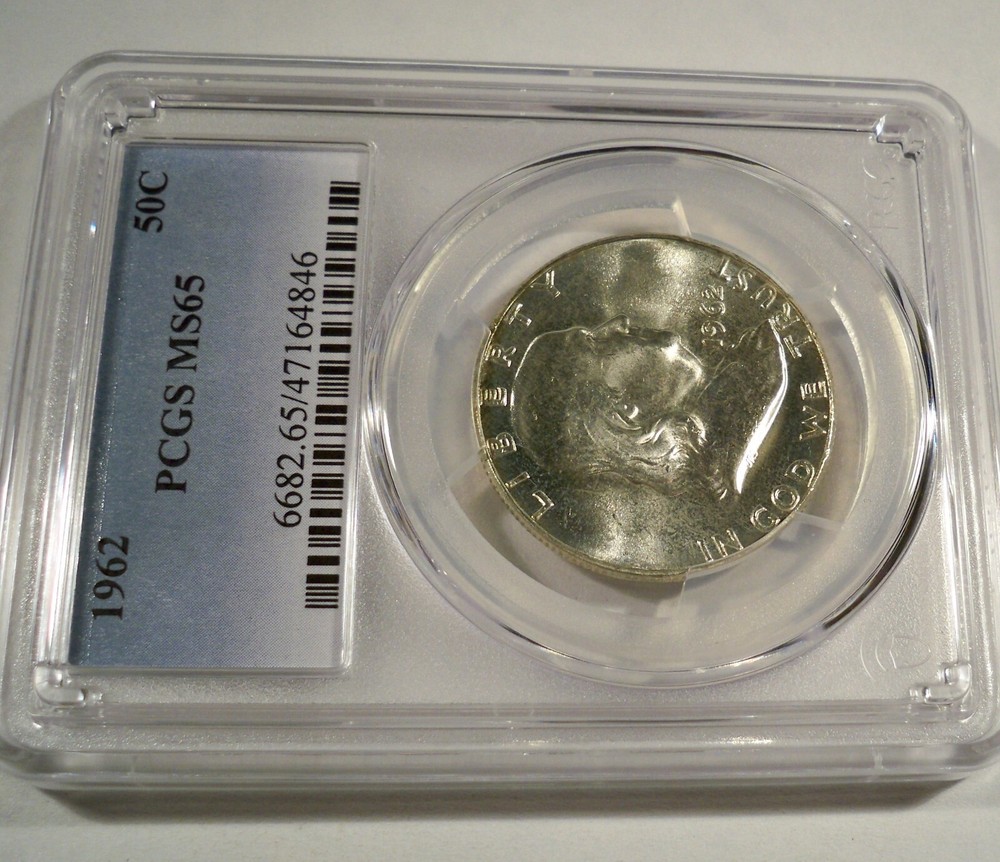 1962 50c PCGS MS65 FRANKLIN HALF SILVER VERY WHITE MS 65