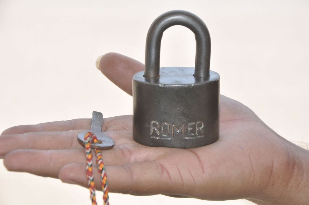 Vintage Iron Handcrafted ROMER Brand Solid Heavy Padlock