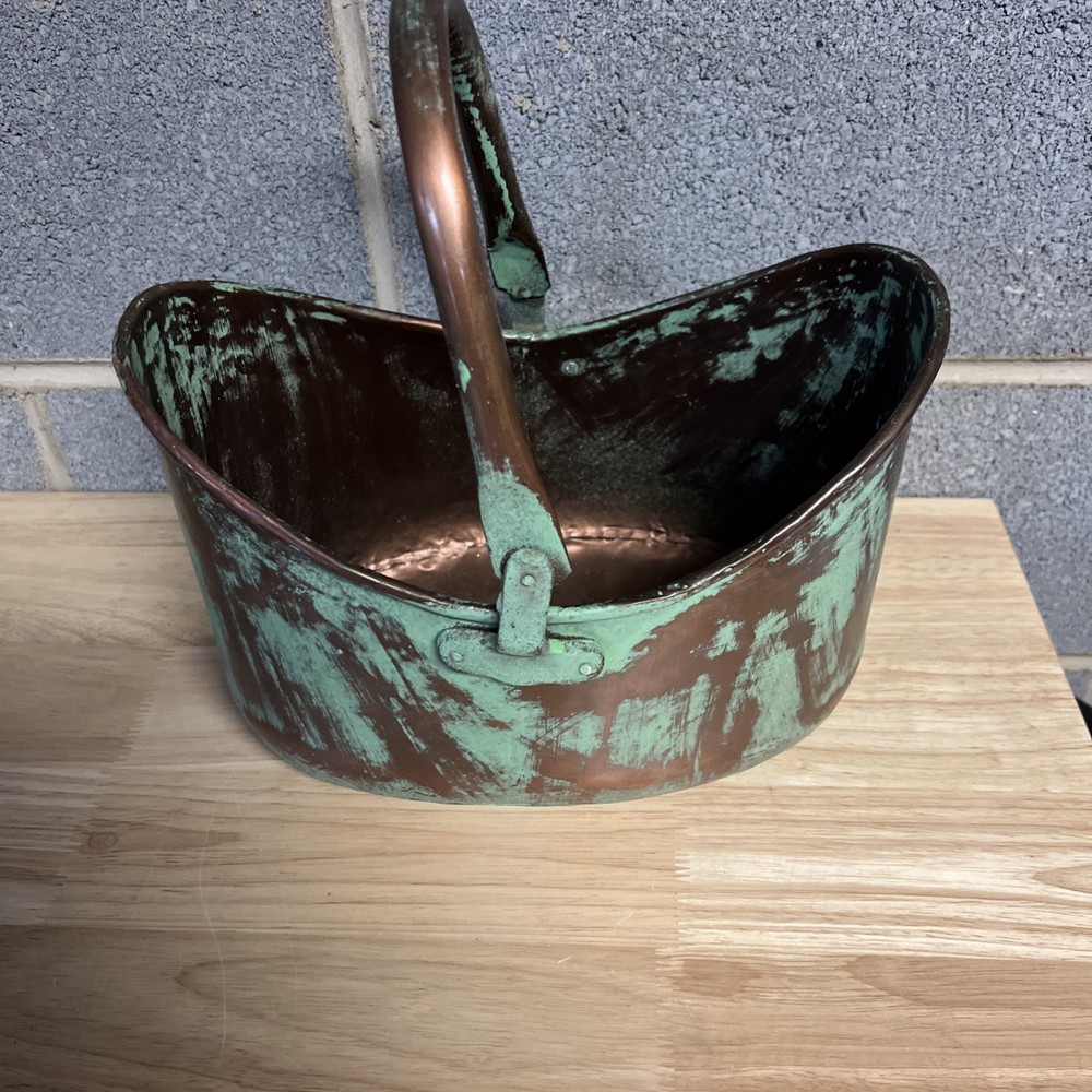 Solid Brass Small Bucket Basket Oval Flower Planter